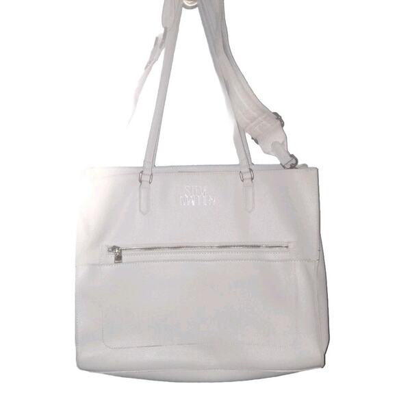 Steve Madden Logo Strap Extra Large Grey Shoulder Crossbody Messenger Bag Tote - Picture 2 of 7